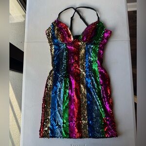 Multicolor Sequin Mini Dress